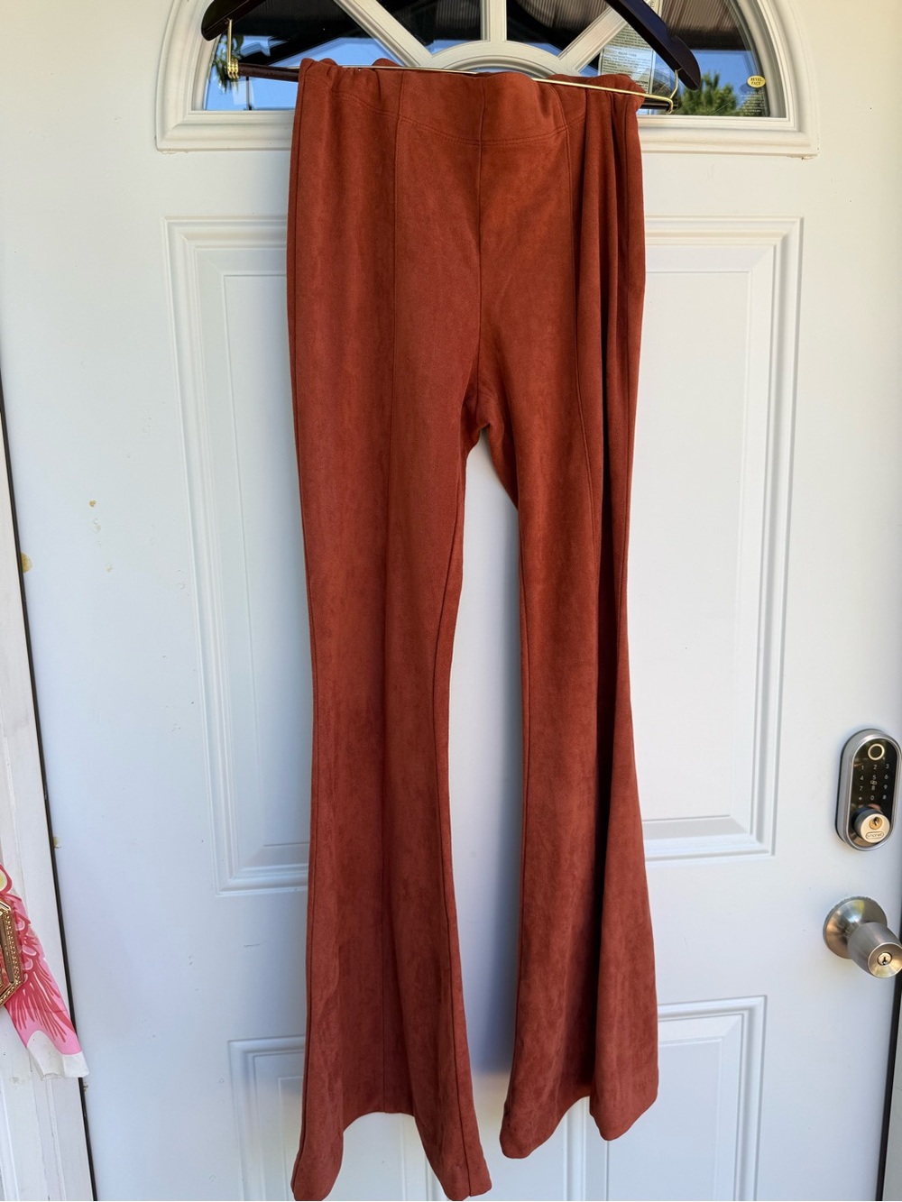 Women's Rust Suede Flare Pants